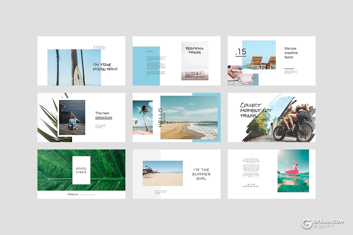 55页极简清新风格摄影图片展示PPT模板 - 顶尖PPT