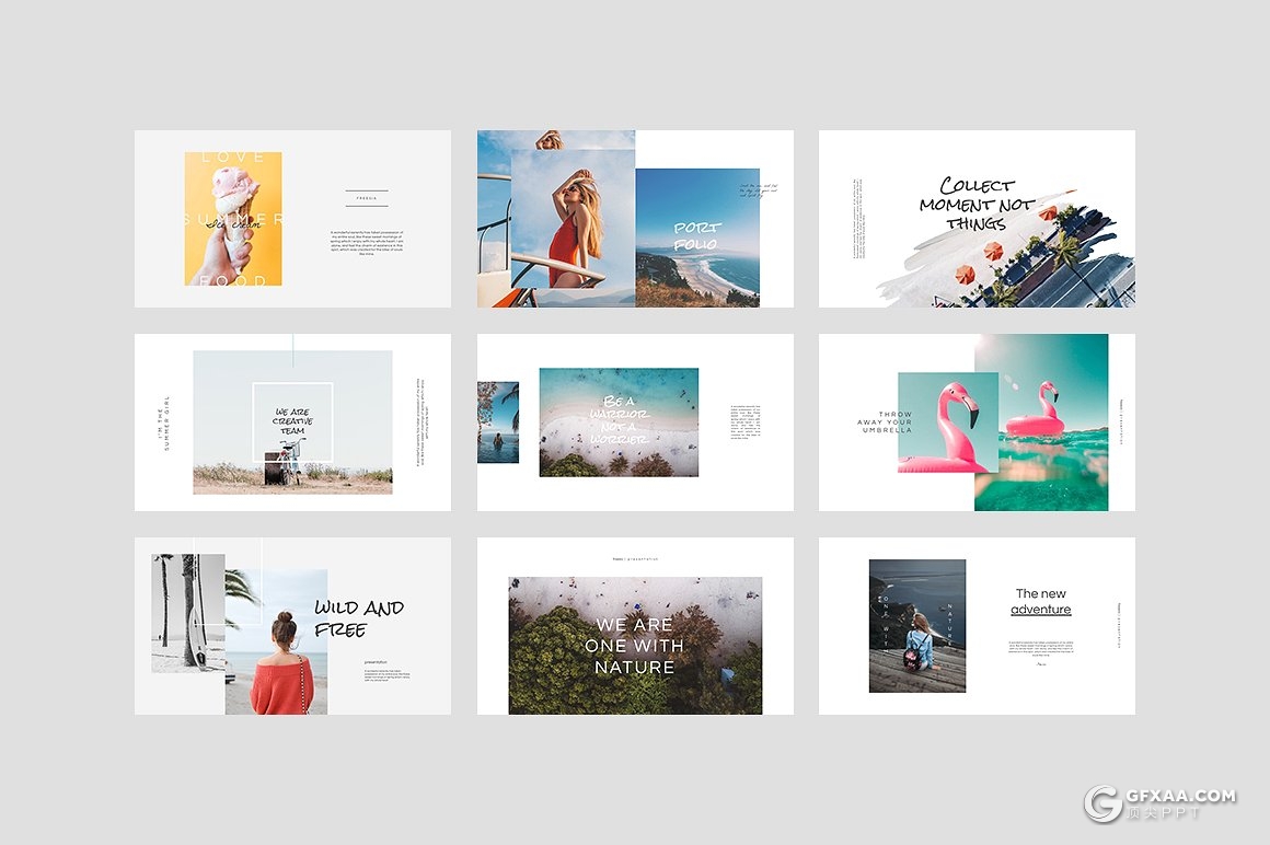 55页极简清新风格摄影图片展示PPT模板 - 顶尖PPT