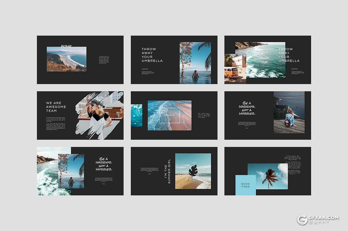 55页极简清新风格摄影图片展示PPT模板 - 顶尖PPT