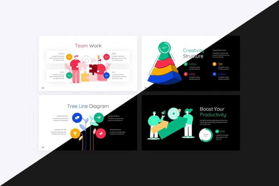 扁平化彩色工作计划总结PPT模板 - 顶尖PPT