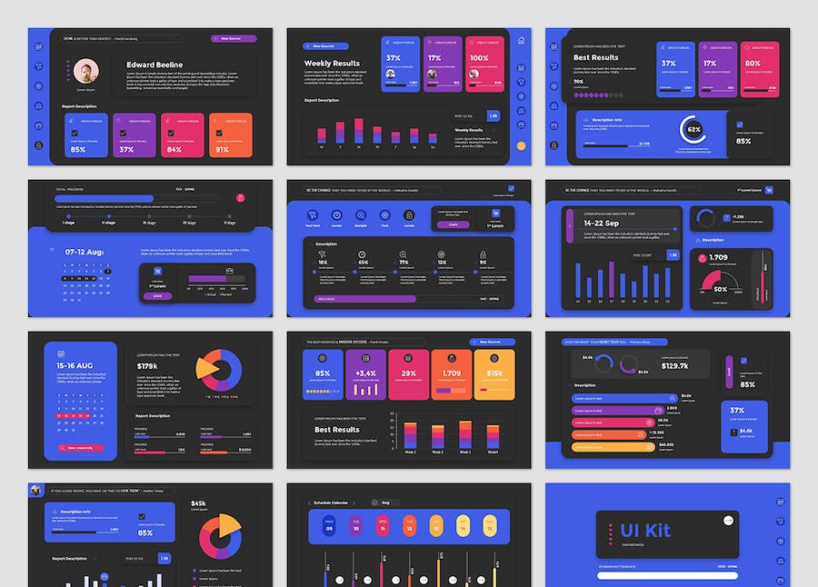 用户界面套件组件展示PPT模板 - 顶尖PPT