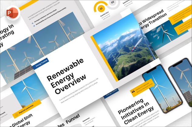 风力发电可再生能源概览PPT模板 - 顶尖PPT