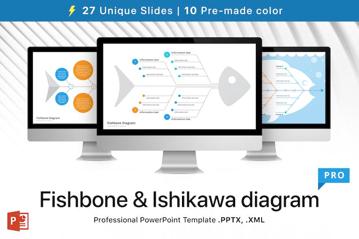 鱼骨石川图问题分析PPT模板 - 顶尖PPT