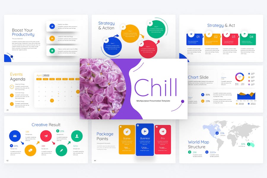 扁平化彩色工作计划总结PPT模板 - 顶尖PPT