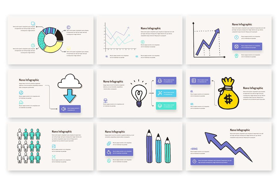 手绘纳米信息图形PPT模板 - 顶尖PPT