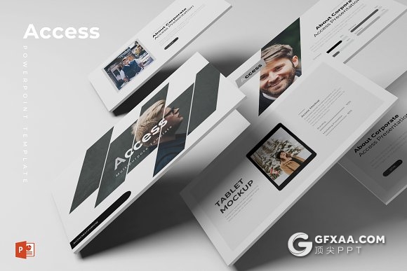 30页创意斜切图形商务多用途PPT模板 - 顶尖PPT