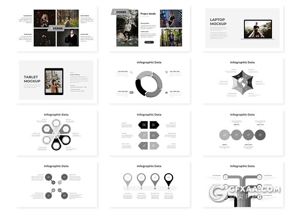 30页创意斜切图形商务多用途PPT模板 - 顶尖PPT