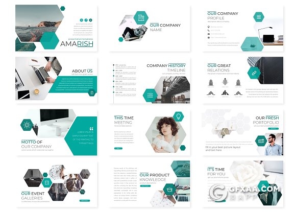 30页5种主题配色 欧美商务工作总结计划Google slides模板 - 顶尖PPT