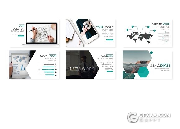 30页5种主题配色 欧美商务工作总结计划Google slides模板 - 顶尖PPT