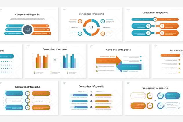 数据信息比较图形PPT模板 - 顶尖PPT