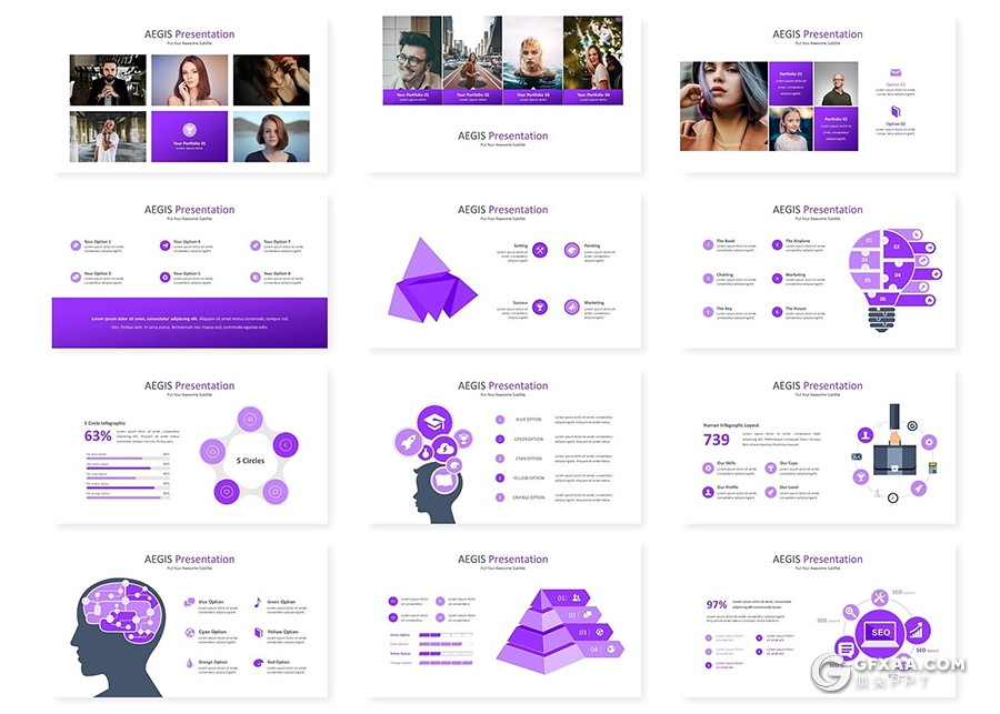 30页5种配色高逼格大气商务风格keynote模板 - 顶尖PPT