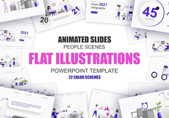 商业办公职场场景插画PPT模板 - 顶尖PPT