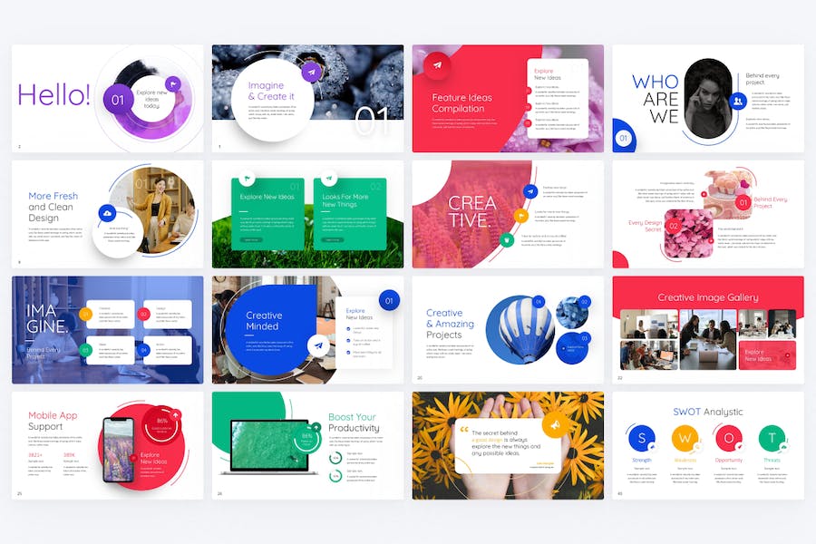 扁平化彩色工作计划总结PPT模板 - 顶尖PPT