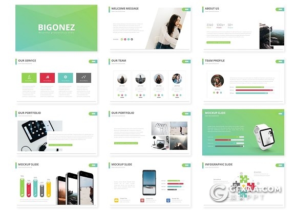 30页渐变色系欧美商务风格keynote模板 - 顶尖PPT