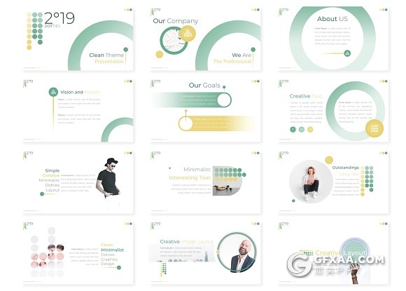 2019年欧美商务工作总结新年计划Google Slides模板 5种主题配色 - 顶尖PPT
