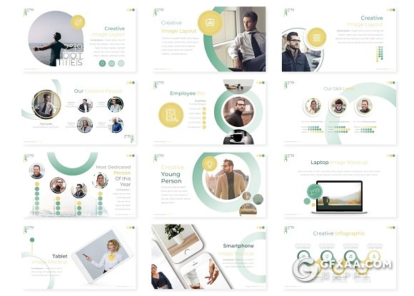 2019年欧美商务工作总结新年计划Google Slides模板 5种主题配色 - 顶尖PPT