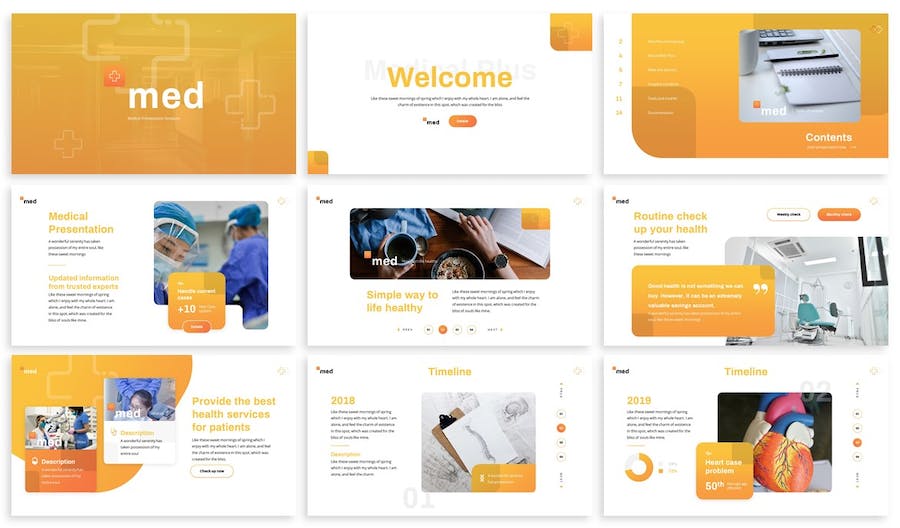橙色医疗健康护理服务Keynote模板 - 顶尖PPT