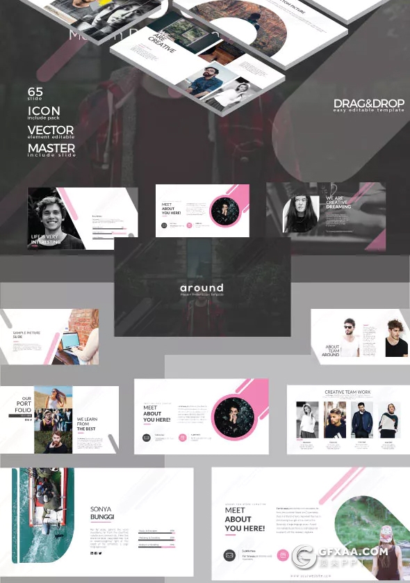 65页欧美创意时尚杂志风格keynote模板 - 顶尖PPT