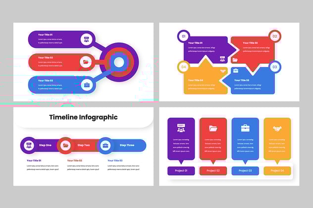 彩色步骤流程图形keynote模板 - 顶尖PPT
