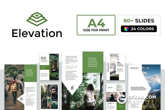 88页A4规格户外探险风景图片展示PPT模板 - 顶尖PPT