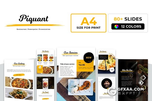 80多页A4餐饮美食介绍展示PPT画册模板 - 顶尖PPT