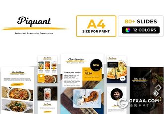 80多页A4餐饮美食介绍展示PPT画册模板 - 顶尖PPT
