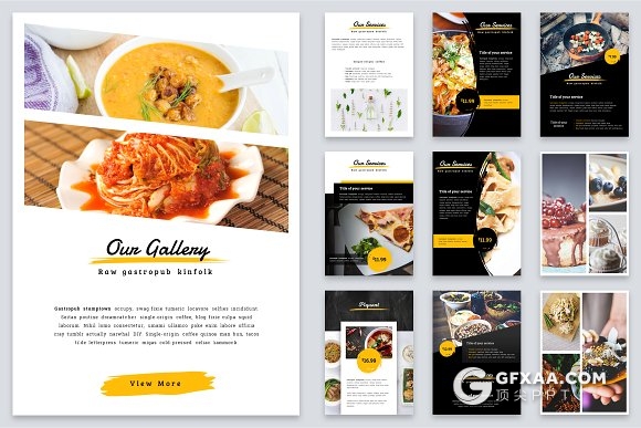 80多页A4餐饮美食介绍展示PPT画册模板 - 顶尖PPT