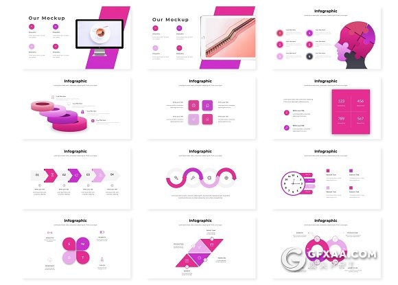 30页5种配色精美图形设计总结计划PPT模板 - 顶尖PPT