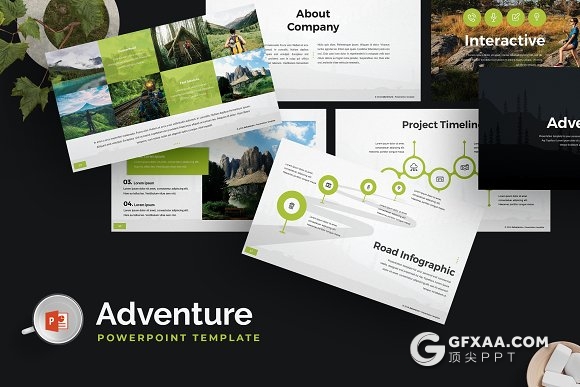 26页5种配色户外旅游探险PPT模板 - 顶尖PPT