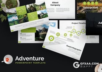 26页5种配色户外旅游探险PPT模板 - 顶尖PPT