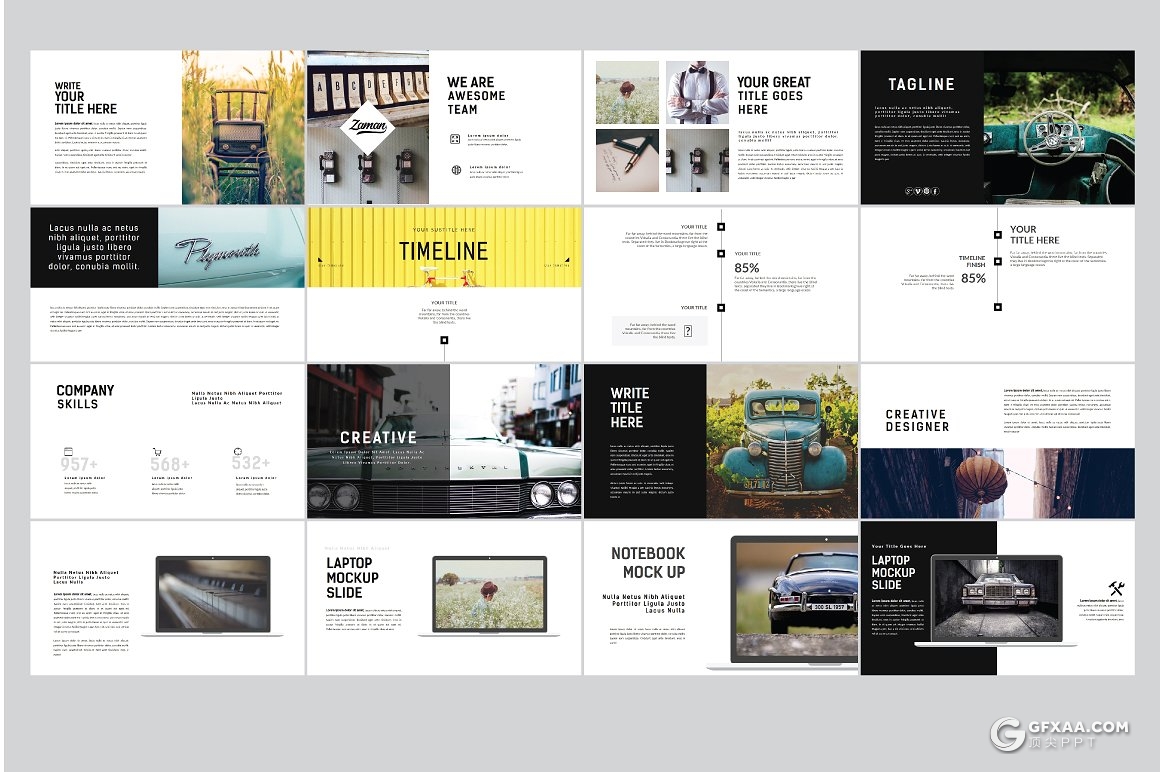 69页简约风格摄影图片展示PPT模板 - 顶尖PPT