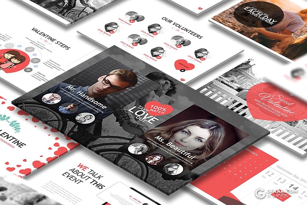 65页婚庆结婚纪念日婚纱照片展示PPT模板 4种主题配色 - 顶尖PPT