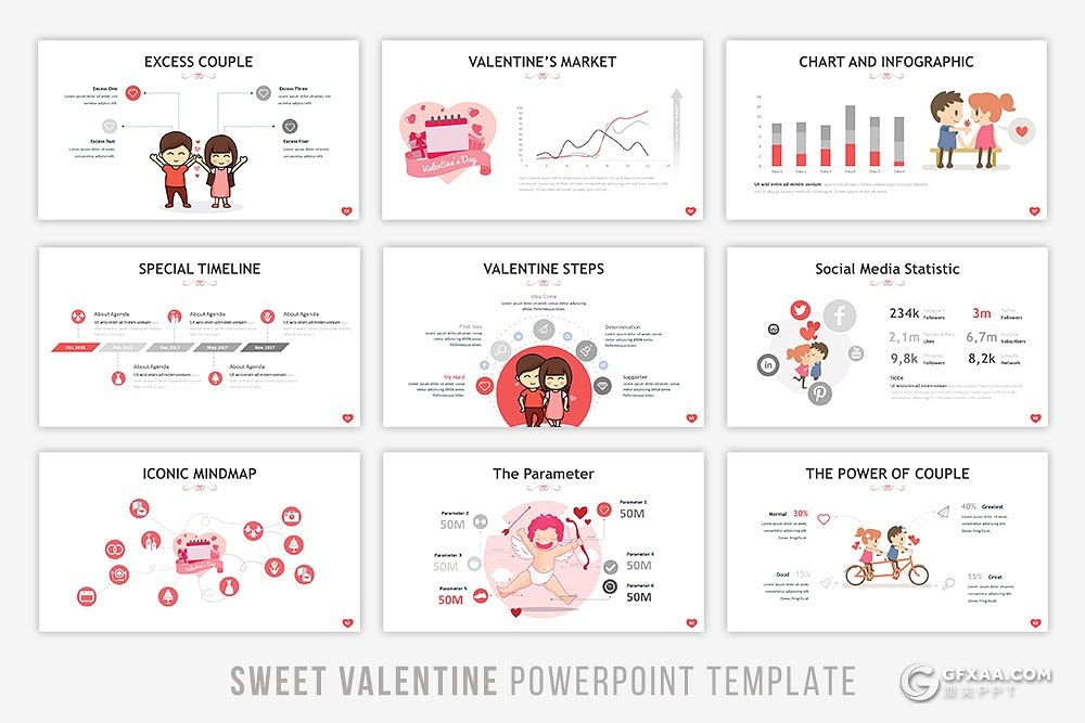 65页婚庆结婚纪念日婚纱照片展示PPT模板 4种主题配色 - 顶尖PPT