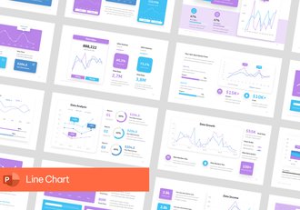 蓝紫色多种样式PPT折线图模板 - 顶尖PPT