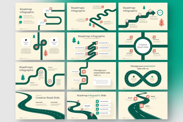 创意路线图形PPT模板 - 顶尖PPT