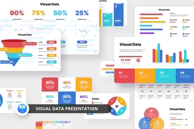 彩色可视化数据展示图形keynote模板 - 顶尖PPT