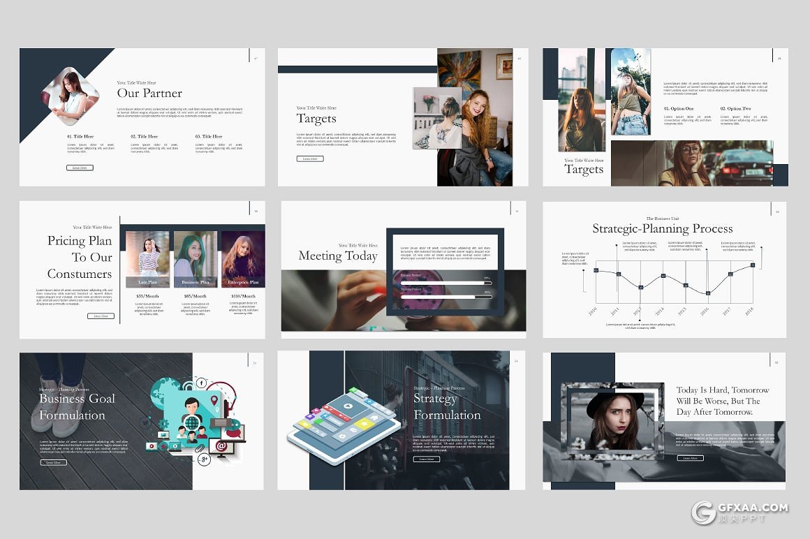 81页极简风格摄影图片个人写真展示PPT模板 - 顶尖PPT