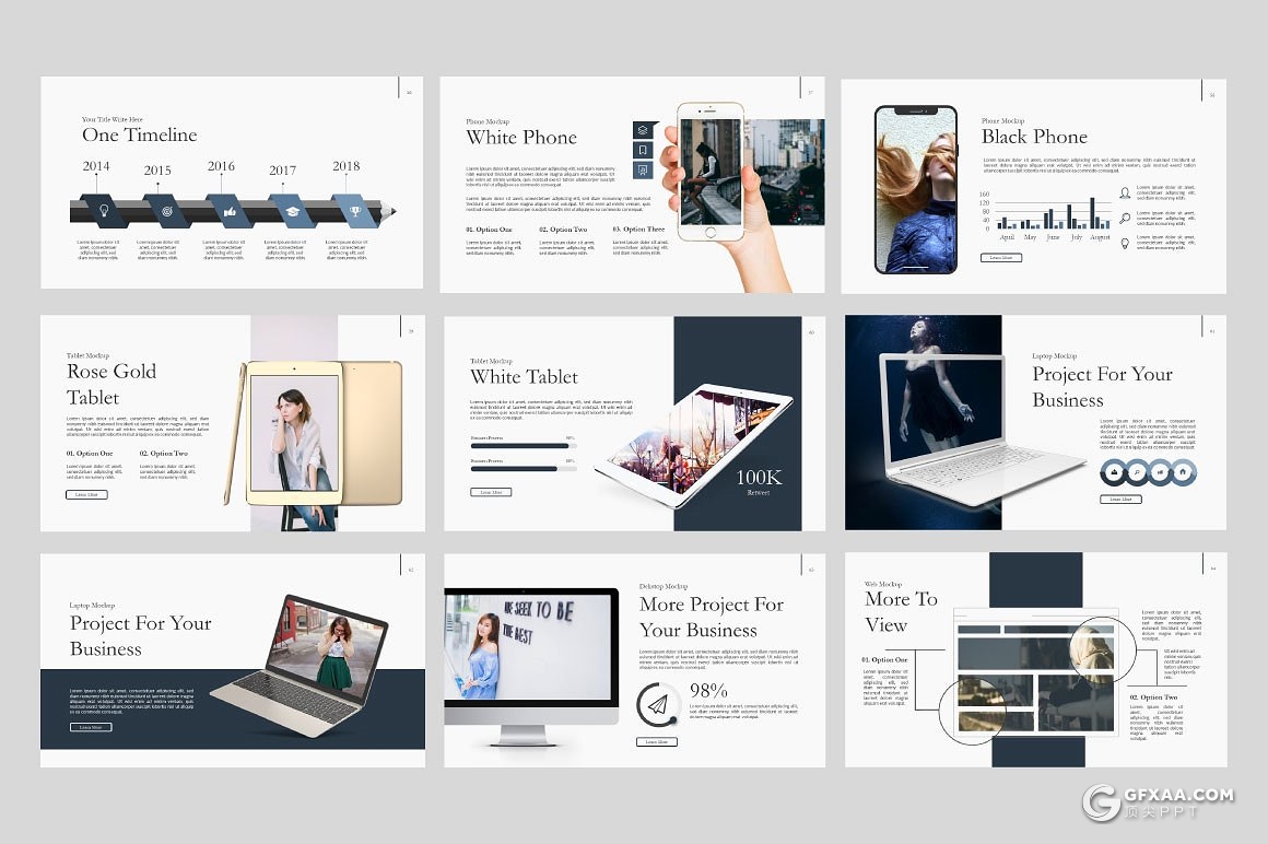 81页极简风格摄影图片个人写真展示PPT模板 - 顶尖PPT