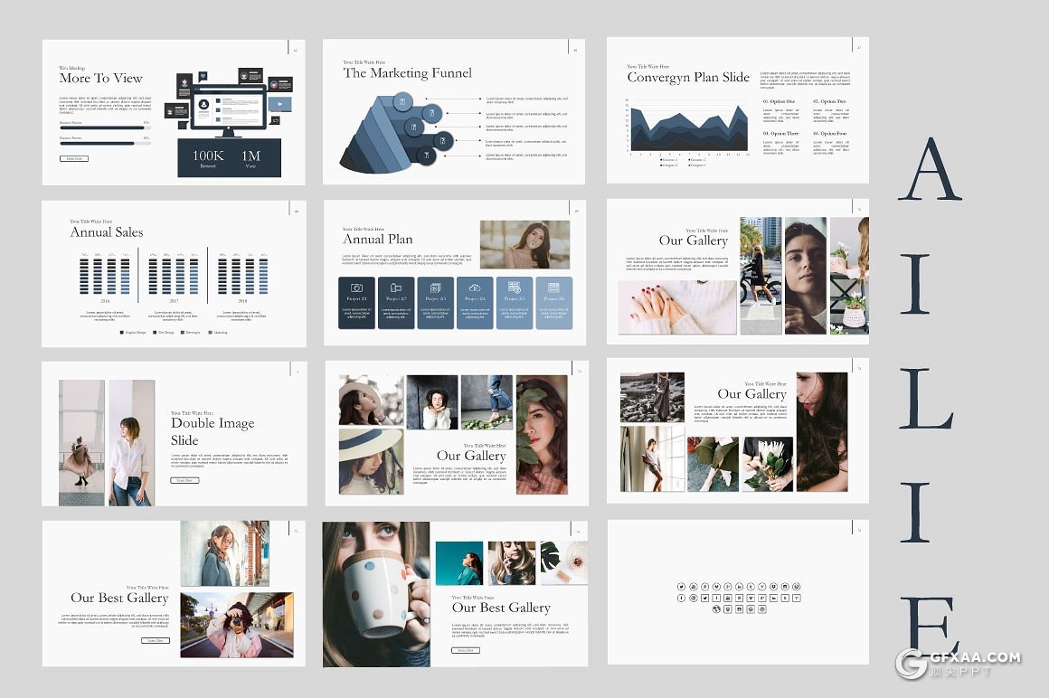 81页极简风格摄影图片个人写真展示PPT模板 - 顶尖PPT
