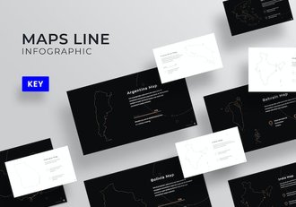 线性世界各国地图图形keynote模板 - 顶尖PPT