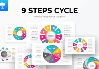 9个步骤周期信息图形keynote模板 - 顶尖PPT