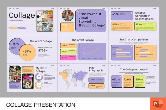涂鸦风格色块拼贴PPT模板 - 顶尖PPT