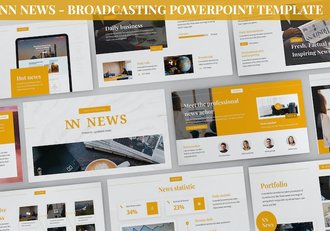 橙黄色新闻广播媒体PPT模板 - 顶尖PPT
