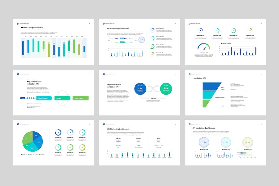 营销和销售KPI数据分析图形监控Keynote模板 - 顶尖PPT