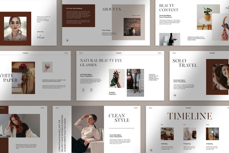 高端配色服装展示模特写真PPT模板 - 顶尖PPT