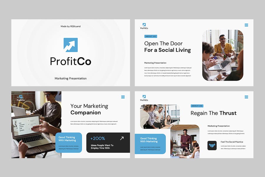 蓝色企业数字营销推广方案策划Keynote模板 - 顶尖PPT