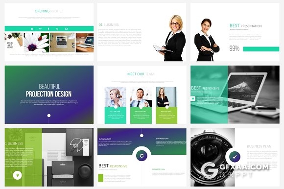 26页炫彩商务工作总结汇报PPT模板 - 顶尖PPT