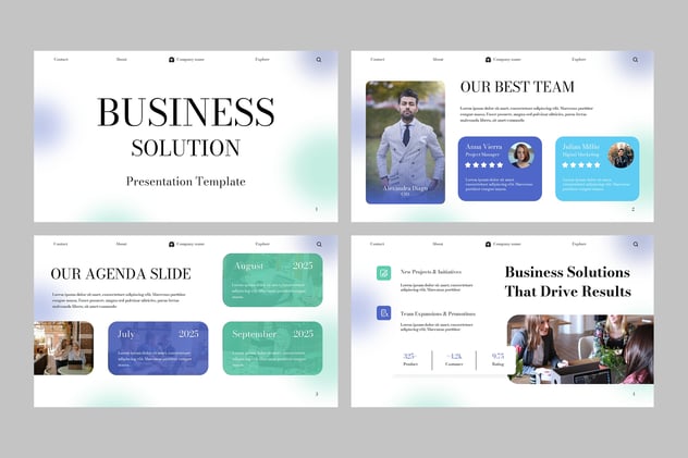 虚幻背景业务解决方案PPT模板 - 顶尖PPT