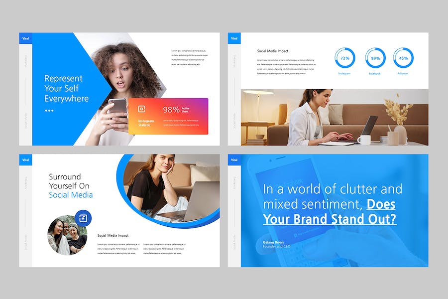 社交媒体营销推广策略讲述Keynote模板 - 顶尖PPT