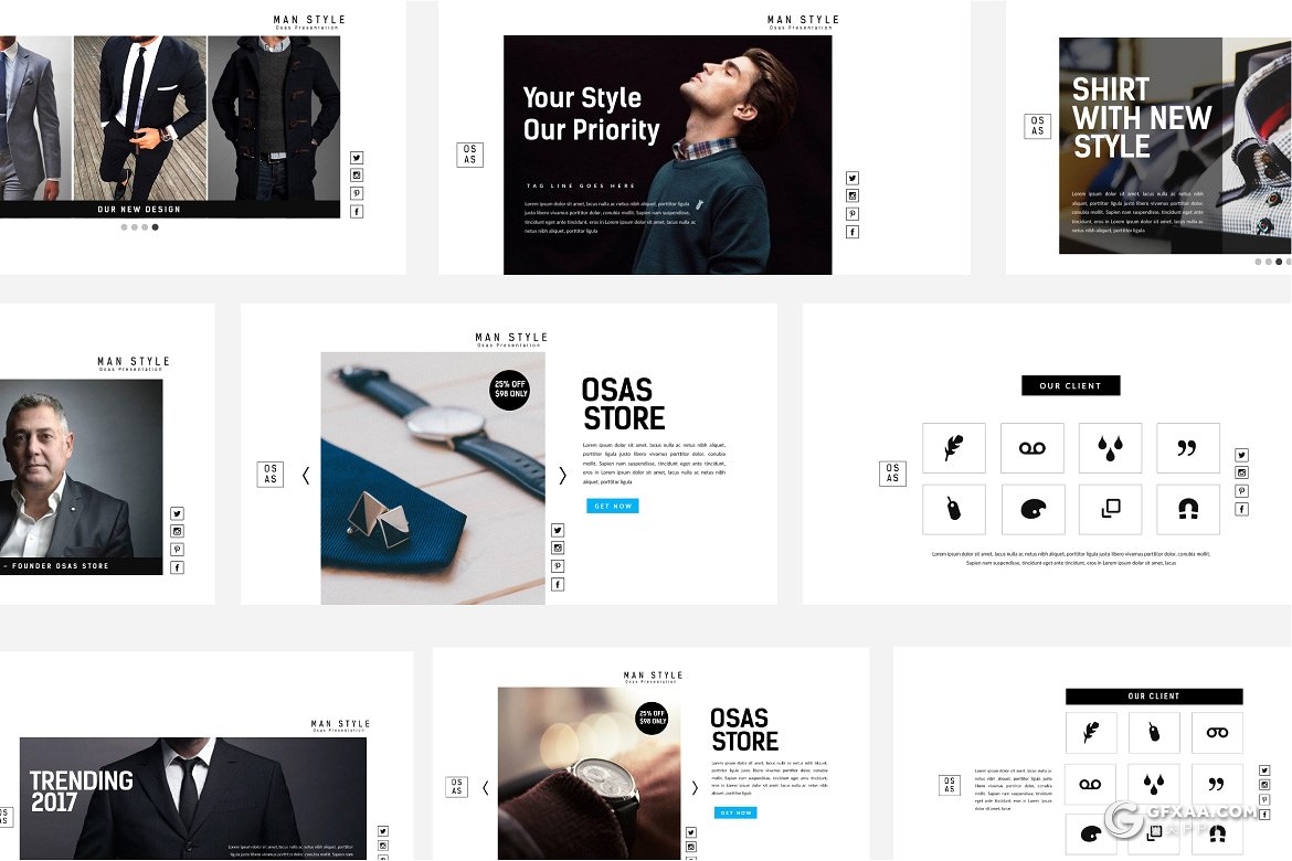 40页男人装时尚服装展示介绍keynote模板 - 顶尖PPT